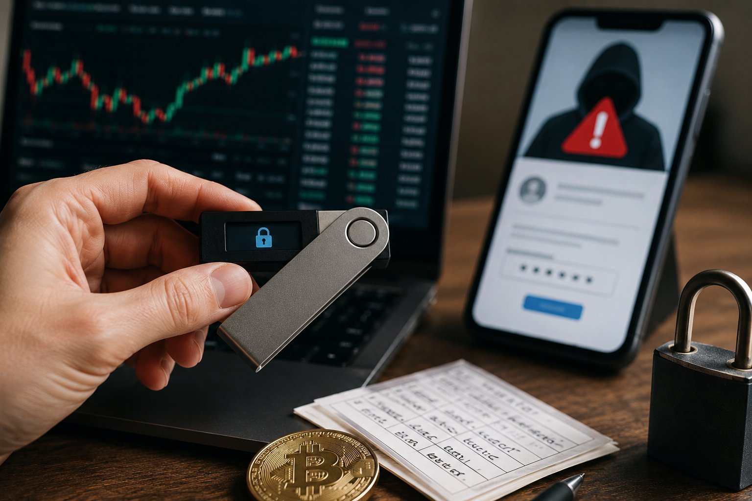 Je vais vérifier les recommandations récentes sur la conservation des cryptos, les hardware wallets, phrases de récupération, attaques de phishing, smart contracts, plateformes cen